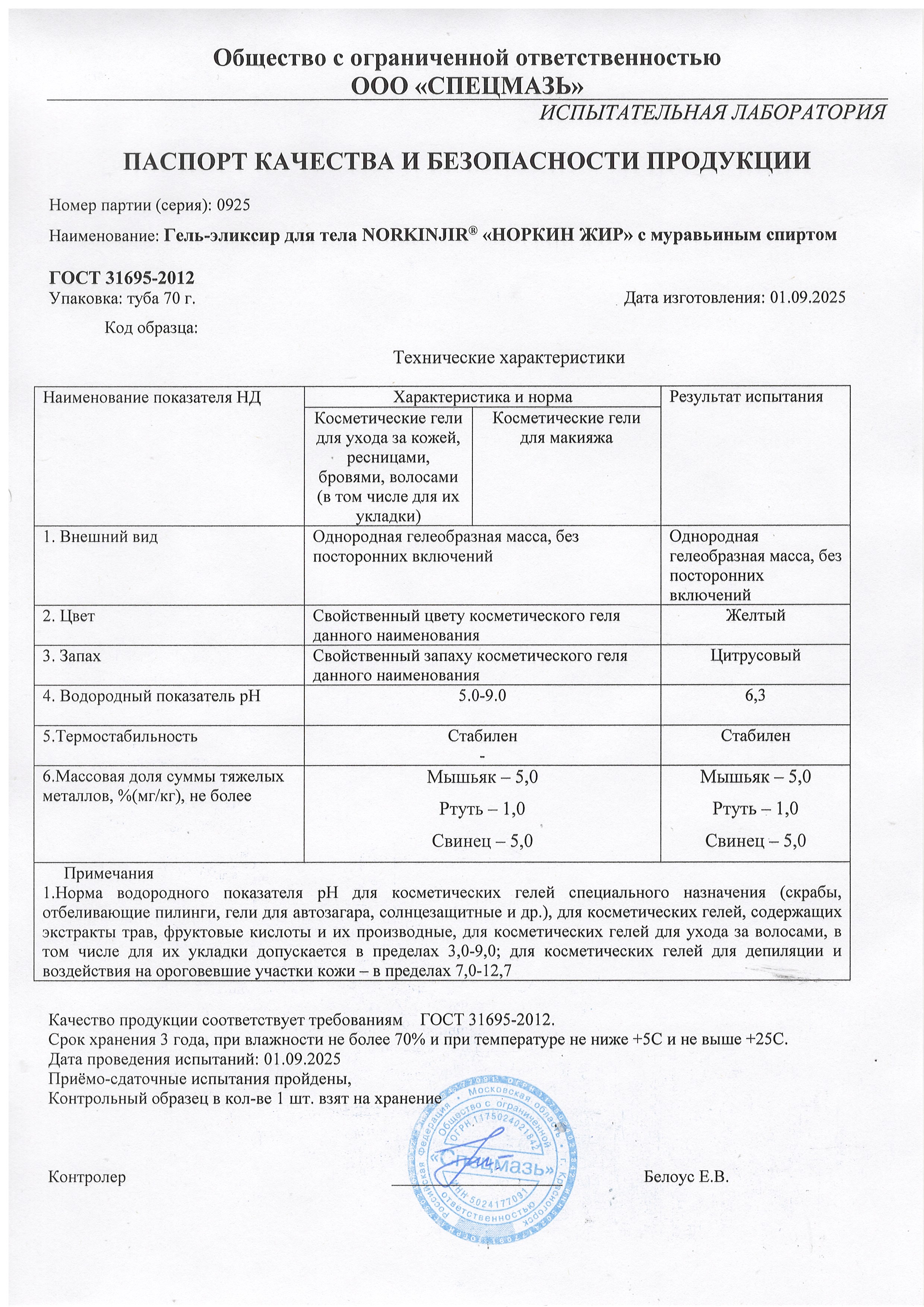 Паспорт №092025